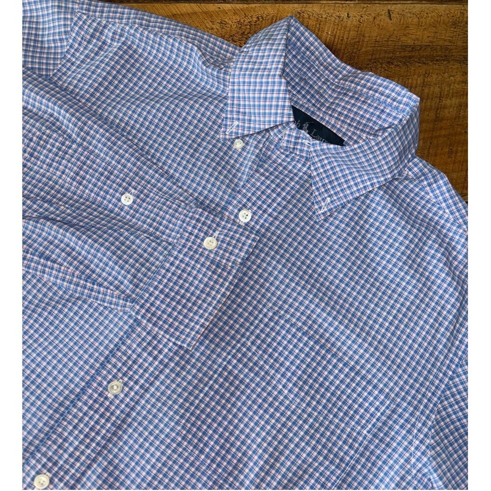 Ralph Lauren Mens Light Blue Plaid Long‎ Sleeve Button Down Dress Shirt Small